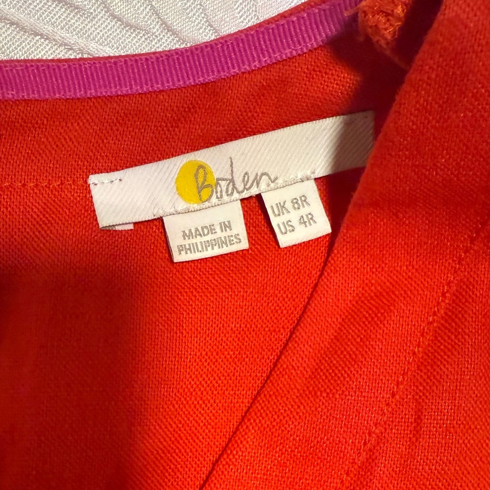 Boden Vibrant Red Linen Midi Dress - Picture 5 of 5
